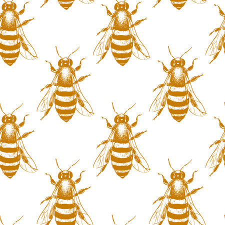 Bees seamless patternのイラスト素材