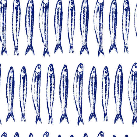 Hand drawn fish patternのイラスト素材
