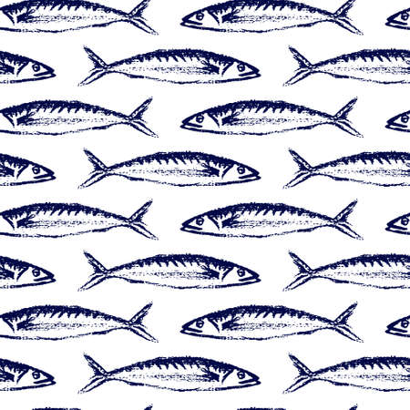 Hand drawn fish patternのイラスト素材