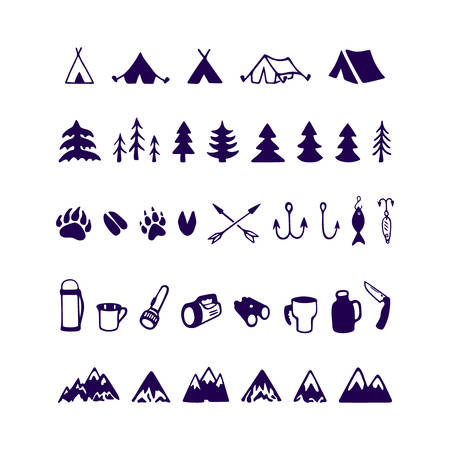 Camping icon setのイラスト素材