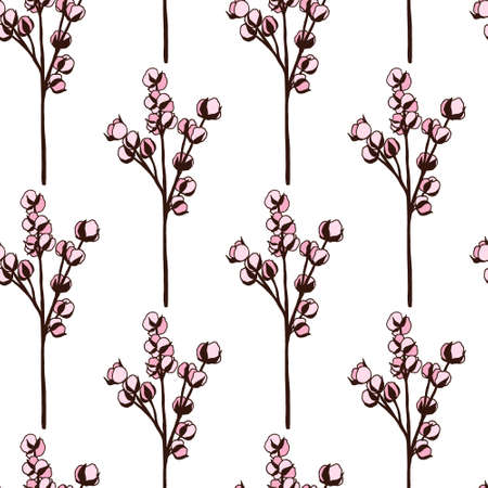 Cotton seamless patternのイラスト素材