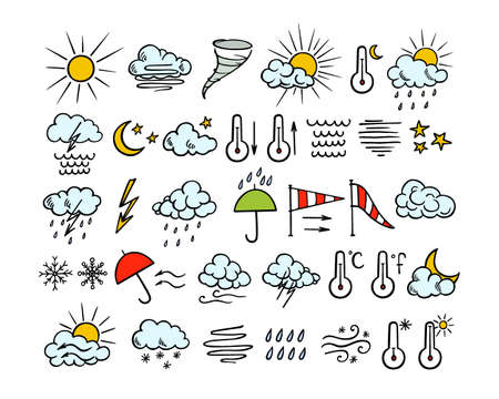Hand drawn weather iconsの写真素材