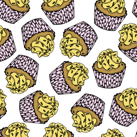 Desserts seamless pattern