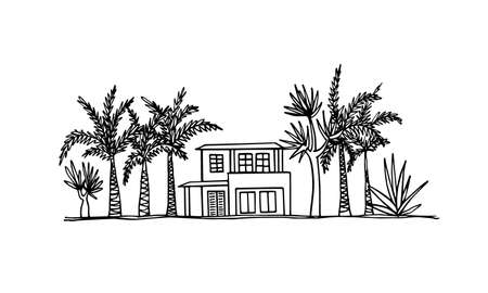 Southern landscape illustrationのイラスト素材