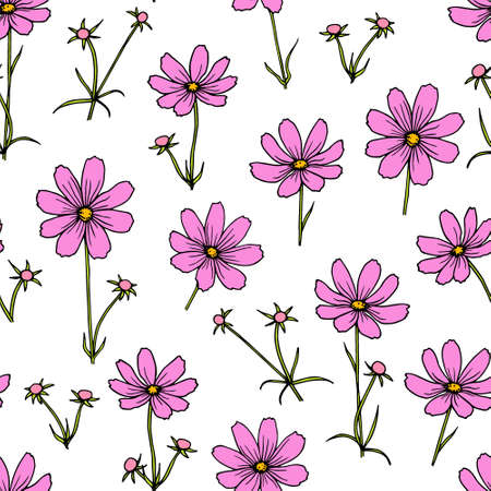 Hand drawn wildflower patternのイラスト素材