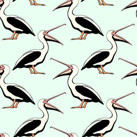 Pelicans seamless patternのイラスト素材