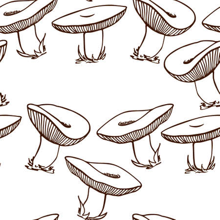 Hand drawn mushrooms patternのイラスト素材