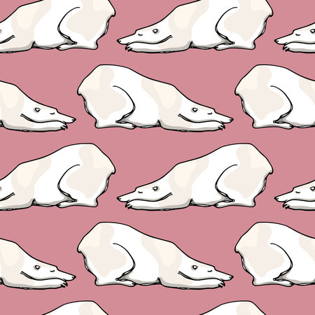 Vector seamless pattern with hand drawn cute sleeping polar bears. Beautiful ink drawing, animal design elementsのイラスト素材