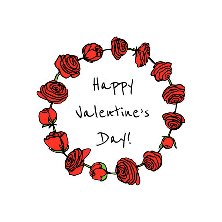 Hand drawn rose wreathのイラスト素材