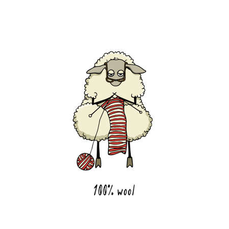 Hand drawn sheep characterのイラスト素材