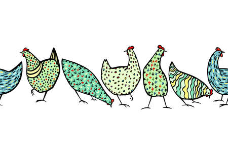 Hand drawn poultry patternのイラスト素材