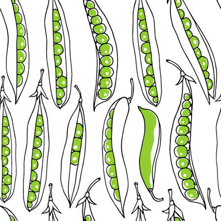 Hand drawn green pea patternのイラスト素材