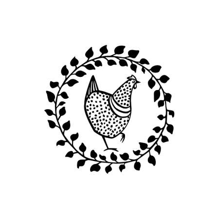 Hand drawn chicken emblemのイラスト素材