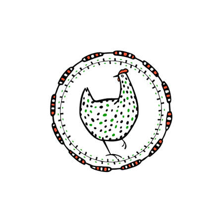 Hand drawn chicken emblemのイラスト素材