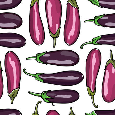 Hand drawn eggplants patternの写真素材