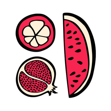 Hand drawn fruitのイラスト素材