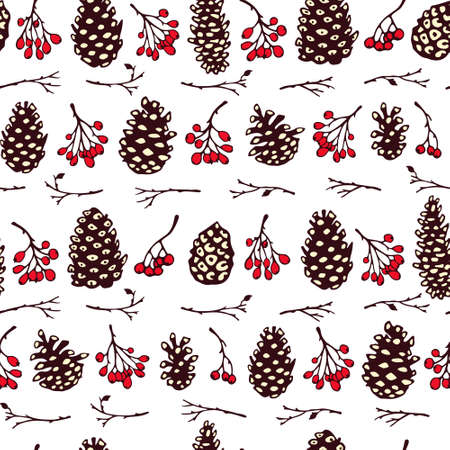 Hand drawn winter floral patternのイラスト素材