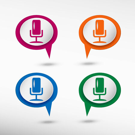 Microphone multimedia symbol on colorful chat speech bubblesのイラスト素材