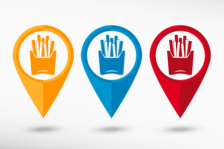 Fried potatoes icon map pointer, vector illustration. Flat design styleのイラスト素材