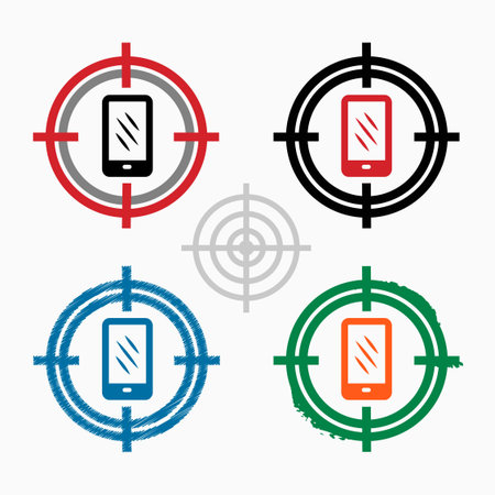 Smartphone on target icons background. のイラスト素材