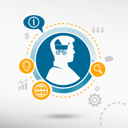 Baby Buggy And Male Avatar Profile Picture Flat Design Vector Illustration Concept For Reaching Goals のイラスト素材 ストックフォト 写真素材のstock Foto ストックドットフォト