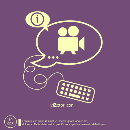 Cinema camera icon and keyboard design elements. Line icons for application development, web page coding and programming, creative process.のイラスト素材