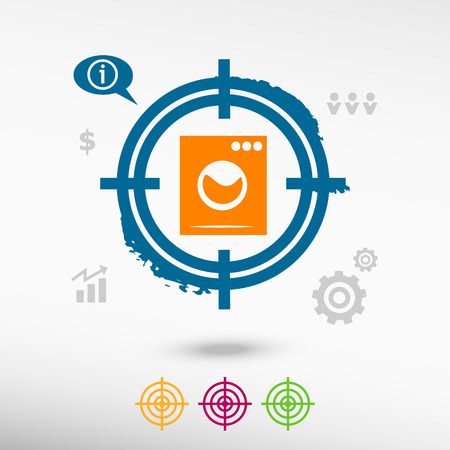 Washing machine on target icons background. Flat illustration.のイラスト素材