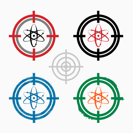 Atom molecule on target icons background. Crosshair icon. Vector illustration.のイラスト素材