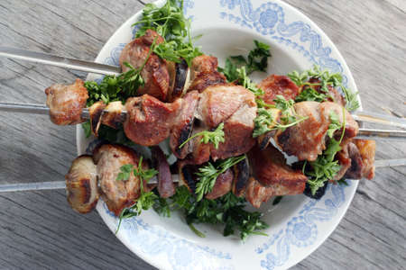 Skewers with a shish kebab の写真素材