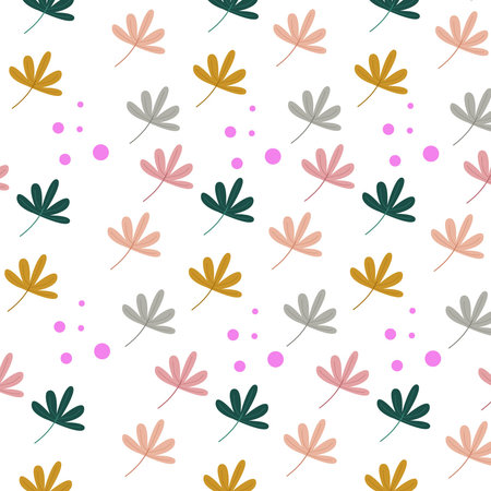 Soft seamless pattern graphic vector illustration with colorful flowers on white background