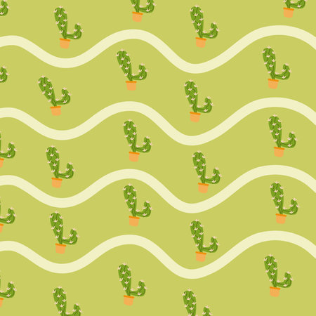 Vector illustration of cute cactus graphic and seamless flower pattern suitable for background