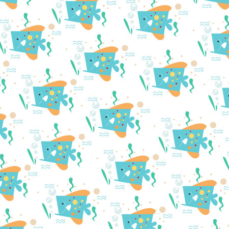 Vector illustration of elegant pattern with cute leaves and animals. Perfect for decorationのイラスト素材