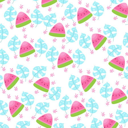 Vector illustration of elegant pattern with cute leaves and animals. Perfect for decorationのイラスト素材