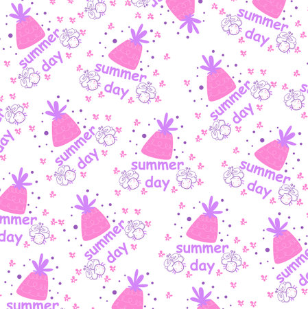 Vector illustration of elegant pattern with cute leaves and animals. Perfect for decorationのイラスト素材