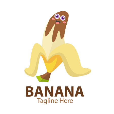 Logo for your business with cute banana characterのイラスト素材