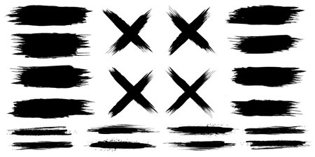 Collection of ink paint brush strokesのイラスト素材