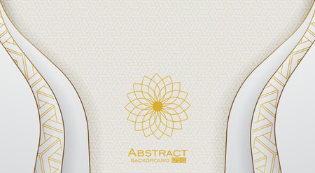 Abstract white background with gold textured patterns and linesのイラスト素材