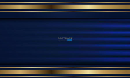 Luxury blue abstract background with golden lines and gradient shadowのイラスト素材