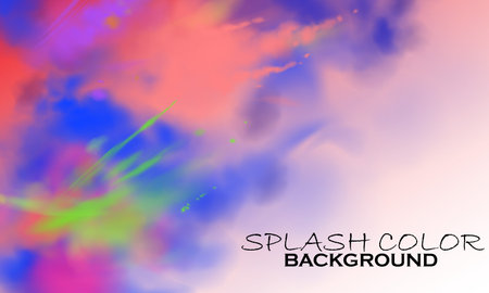 Watercolor splash background with rainbow paint brushのイラスト素材