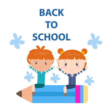 Cute characters and a concept of education for back to schoolのイラスト素材
