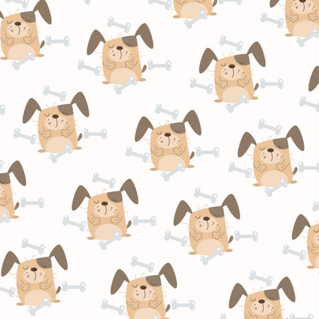 Seamless pattern with cute dog animals. Perfect for kids clothes designのイラスト素材