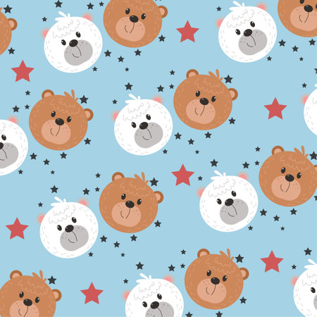 Seamless pattern with cute bear animals. Perfect for kids clothes designのイラスト素材