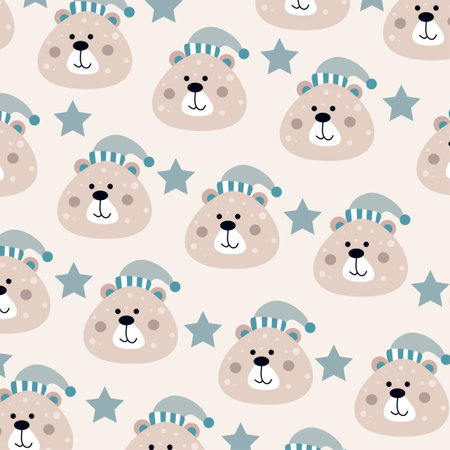 Seamless pattern with cute bear head perfect for wrapping paperのイラスト素材