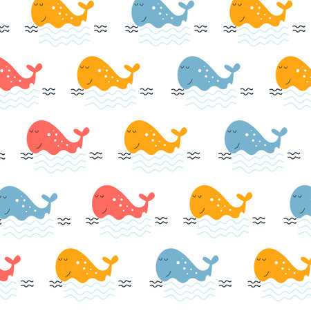 Seamless pattern with cute dolphins perfect for wrapping paperのイラスト素材