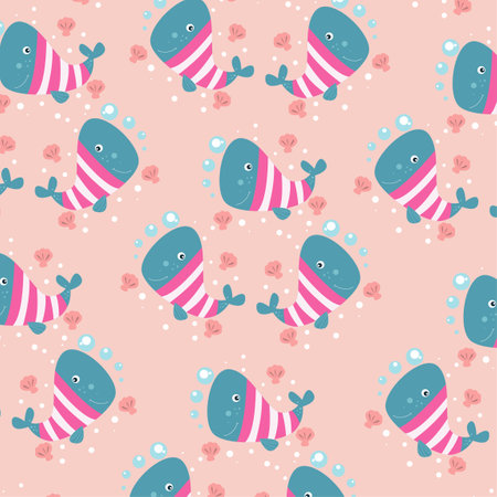 Seamless pattern with cute dolphin animal perfect for wrapping paperのイラスト素材