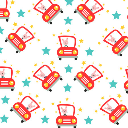 Seamless pattern with cute colorful cars perfect for wrapping paperのイラスト素材