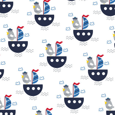 Collection of cute animal character patterns suitable for textile designのイラスト素材