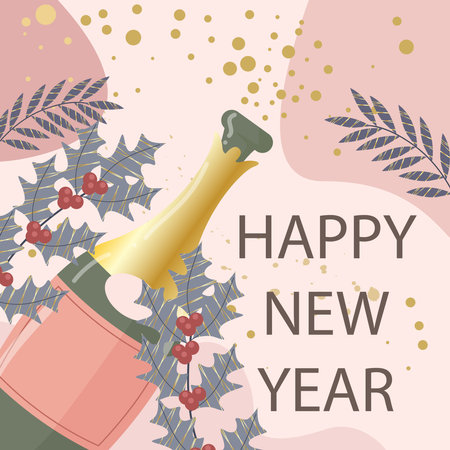 Happy New Year Flat Background Vector Illustrationのイラスト素材