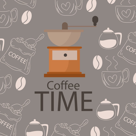 Coffee Doodle Background is appropriate for your coffee shop wall decor.のイラスト素材