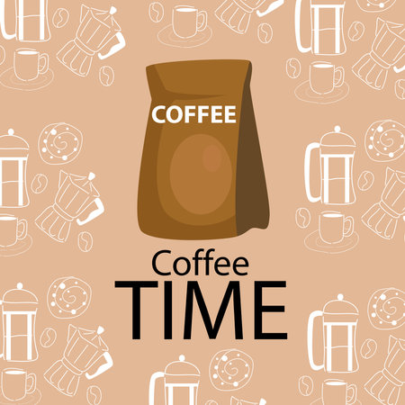 Coffee Doodle Background is appropriate for your coffee shop wall decor.のイラスト素材